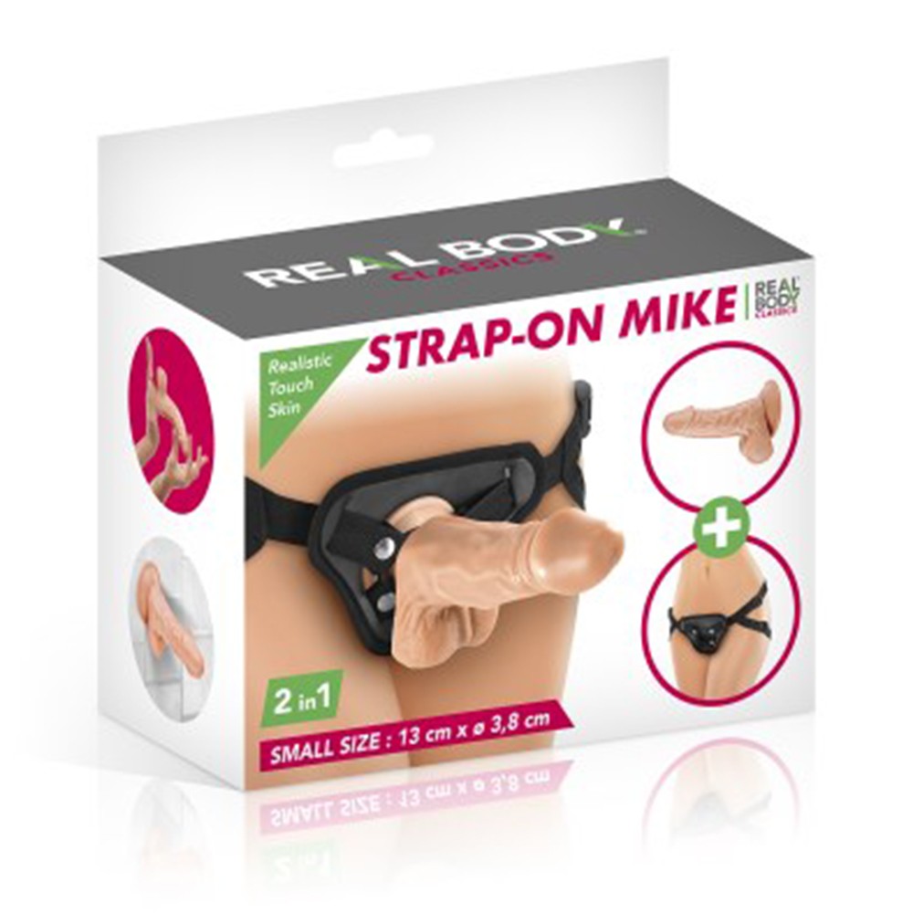 Real Body Mike 13cm - Gode ceinture ultra-réaliste avec harnais et gode